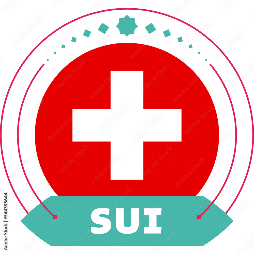 Obraz premium switzerland flag for 2022 world Qatarfootball cup tournament. isolated National team flag with geometric elements for 2022 soccer or football Vector illustration