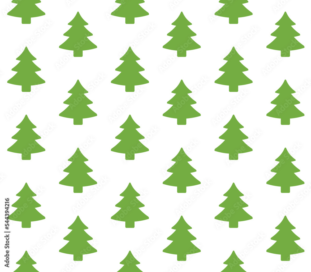 Vector seamless pattern of flat spruce tree silhouette isolated on white background