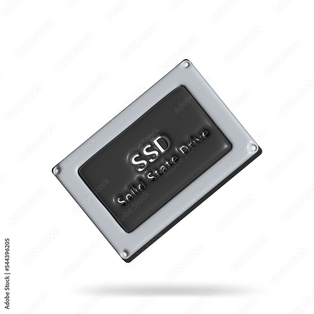 Solid State drive (SSD), minimal style. 3D rendering illustration.