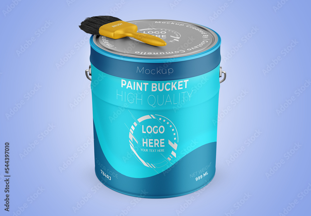 Paint Bucket with brush Mockup Stock Template Adobe Stock