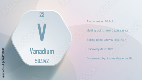 Modern periodic table element Vanadium 3D Vector Illustration