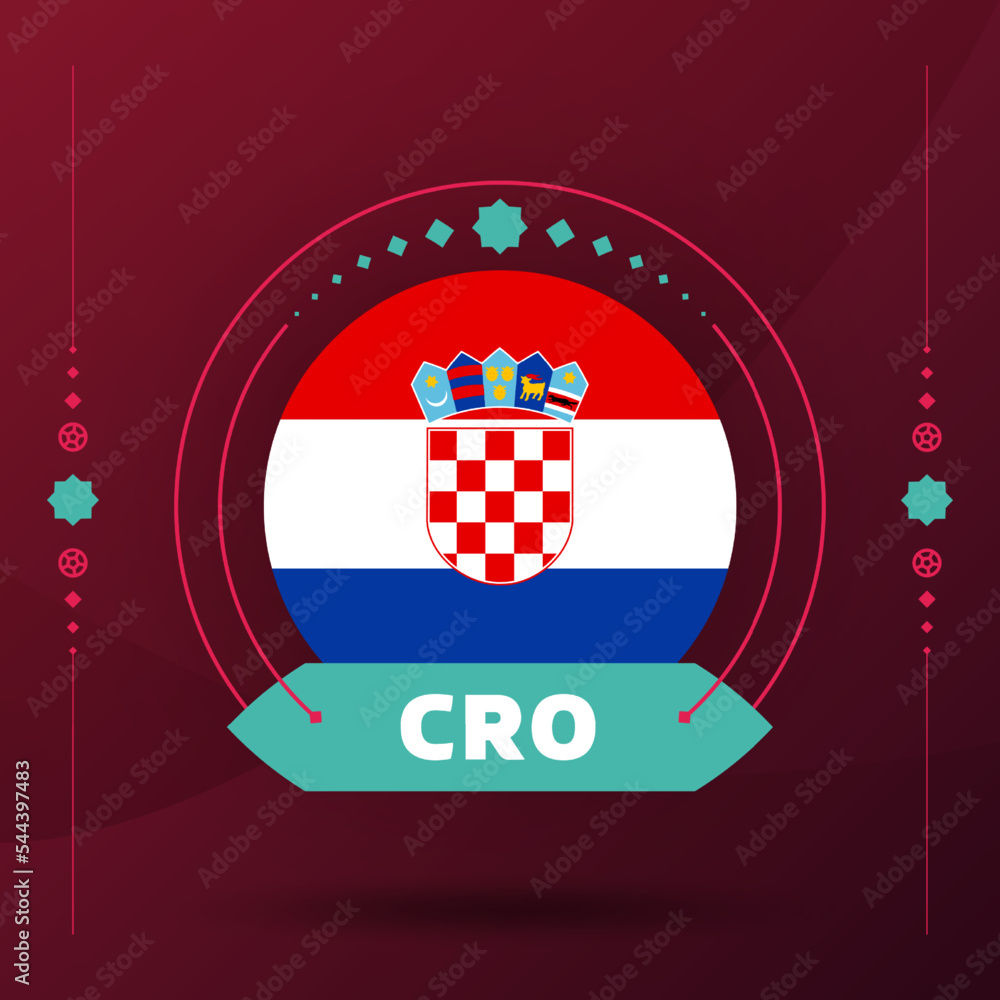 croatia flag for 2022 world Qatar football cup tournament. isolated National team flag with geometric elements for 2022 soccer or football Vector illustration