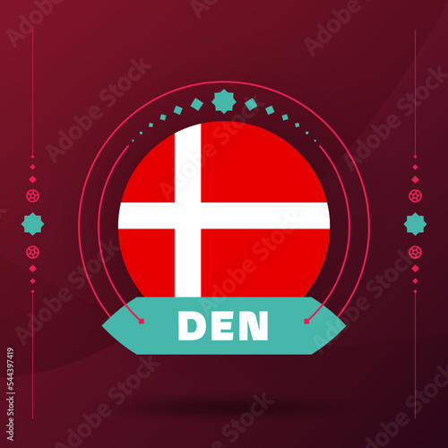 denmark flag for 2022 world Qatar football cup tournament. isolated National team flag with geometric elements for 2022 soccer or football Vector illustration