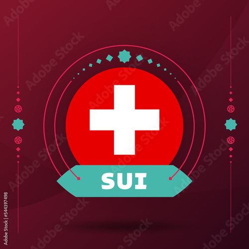 switzerland flag for 2022 world Qatar football cup tournament. isolated National team flag with geometric elements for 2022 soccer or football Vector illustration