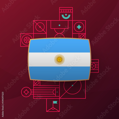 argentina flag for 2022 world Qatar football cup tournament. isolated National team flag with geometric elements for 2022 soccer or football Vector illustration