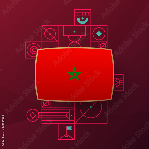 morocco flag for 2022 world Qatar football cup tournament. isolated National team flag with geometric elements for 2022 soccer or football Vector illustration
