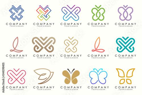 set of creative abstract butterfly logo design.