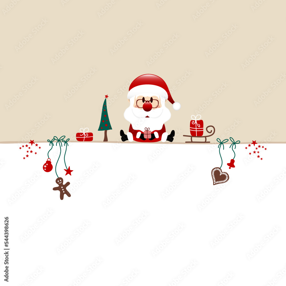 Quadrat Sitzender Weihnachtsmann Icons Beige Weiß Dunkelrot Stock Vector |  Adobe Stock