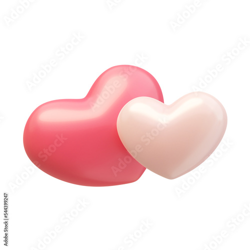 3D Shiny Heart Shaped Balloons Expression of love on Valentine's Day.