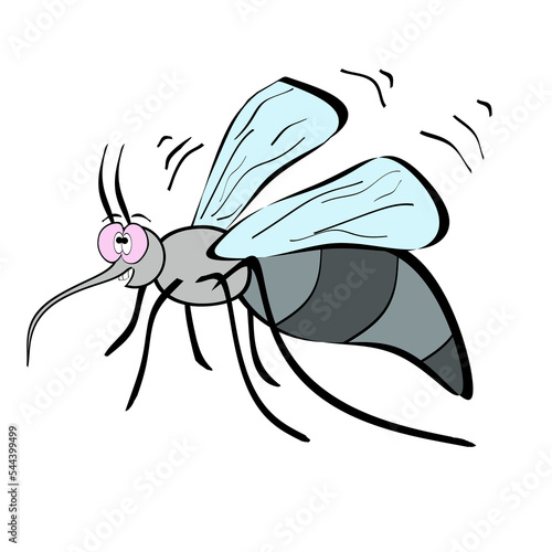 Mosquito. Funny mosquito in flight on a white background.  © markasia