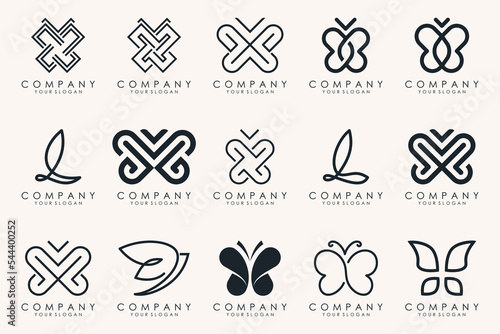 set of creative abstract butterfly logo design.