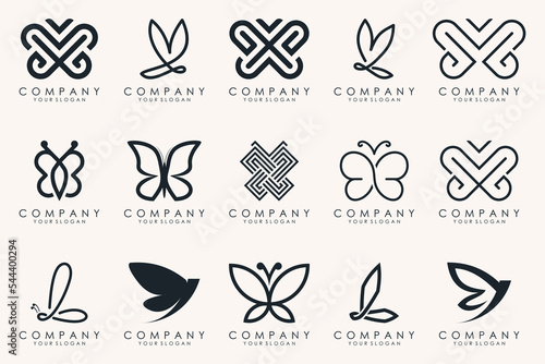 set of creative abstract butterfly logo design.