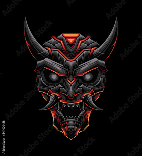 Canvas-taulu Vector design of Japanese demon oni mask monster illustration
