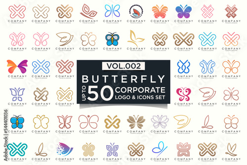 set of creative abstract butterfly logo design.