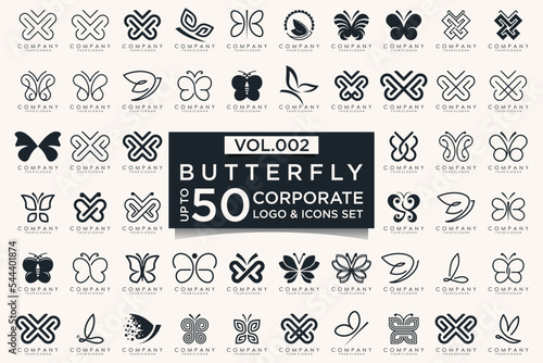 set of creative abstract butterfly logo design.