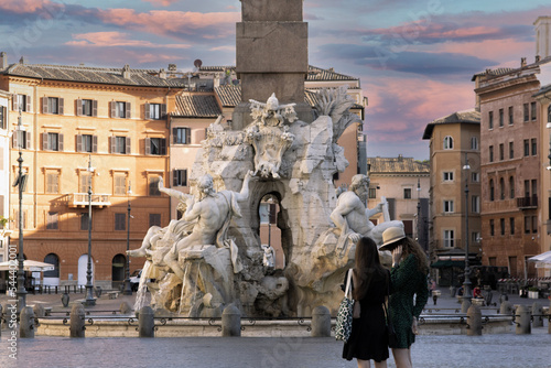 Beautiful Fontana dei Quattro Fiumi, is a fountain in the Piazza Navona in Rome, Italy. It was designed in 1651 by Gian Lorenzo Bernini for the Pope