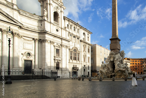 Beautiful Fontana dei Quattro Fiumi, is a fountain in the Piazza Navona in Rome, Italy. It was designed in 1651 by Gian Lorenzo Bernini for the Pope photo