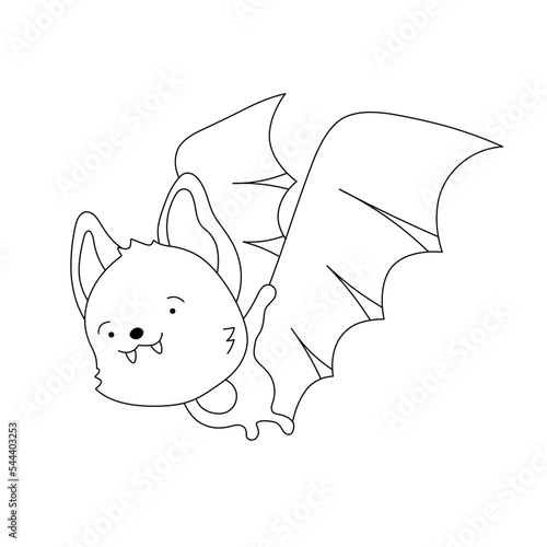 Vector isolated cute carttoon flying dracula bat character colorless black and white contour line easy drawing