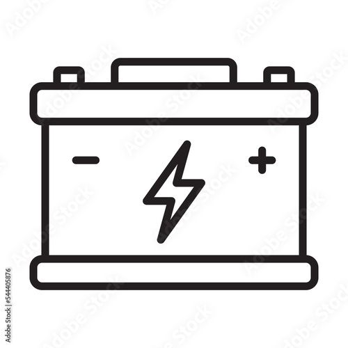 Car battery icon. Energy power accumulator. Automotive charge sign. Auto battery symbols isolated on white background. Vector illustration.