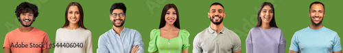 Mosaic of attractive middle eastern people on green