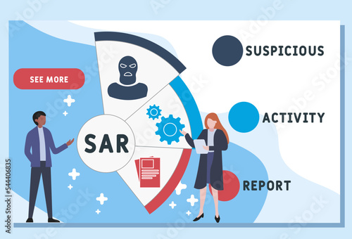 sar  - suspicious activity report acronym. business concept background.  vector illustration concept with keywords and icons. lettering illustration with icons for web banner, flyer, landing