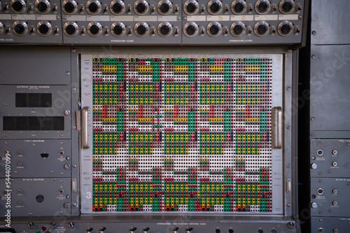 Old Electronic Analogue Computer. Closeup. photo