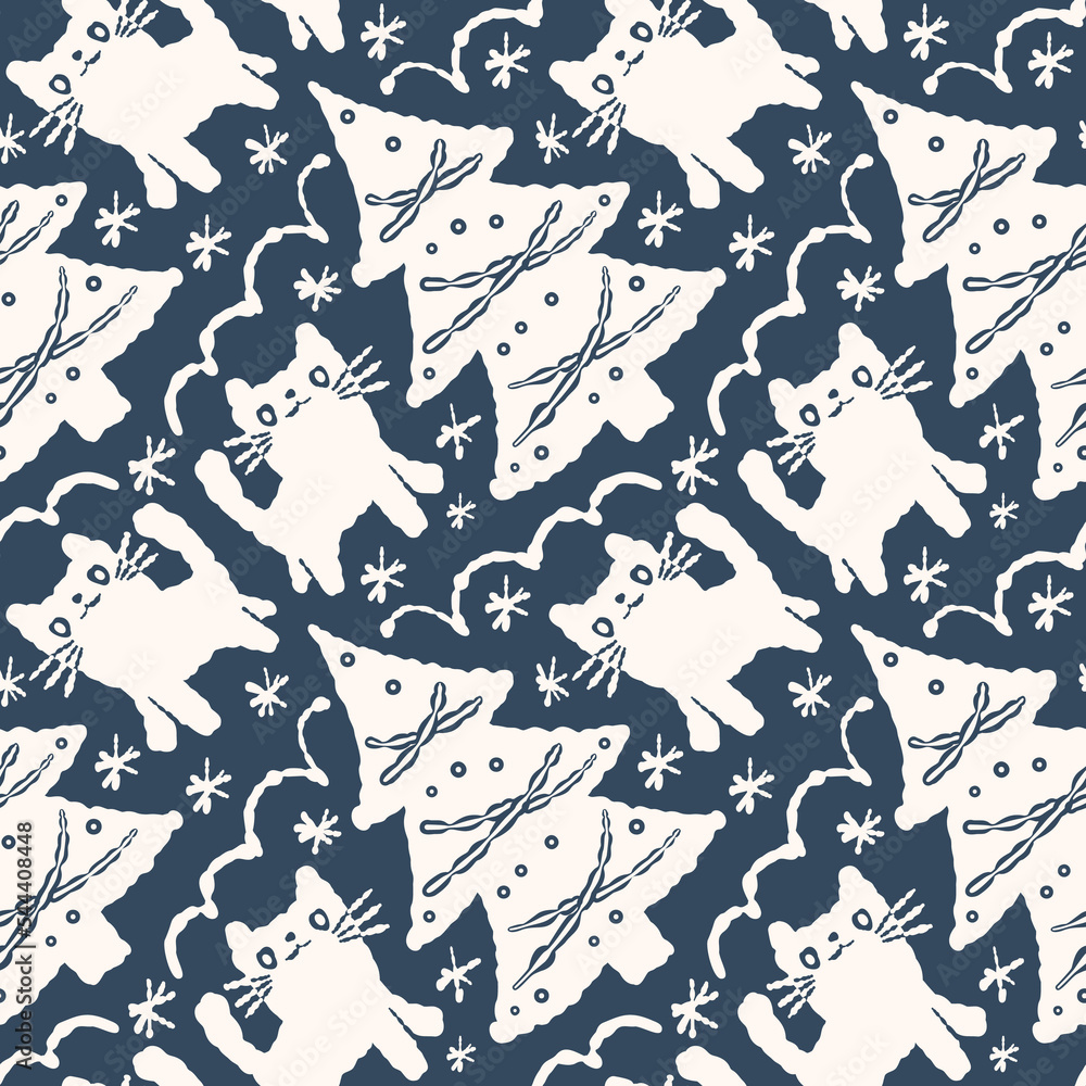 Fototapeta premium Seamless Christmas pattern with Christmas fir-trees.