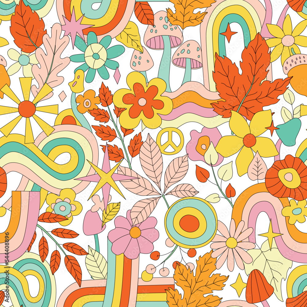 Premium Vector  Captivating 70's hippie background in wavy line