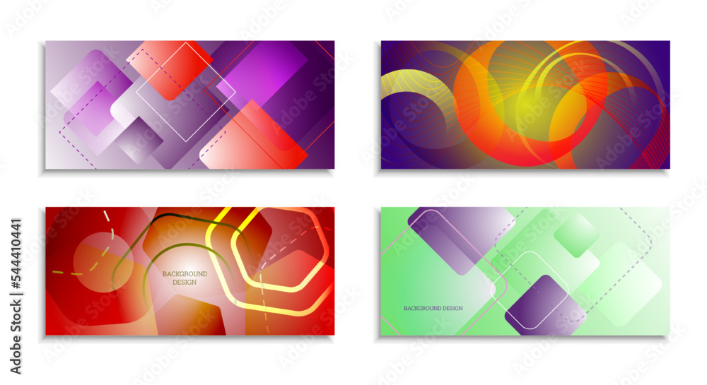 Naklejka premium Geometric abstract background. Set of 4 backgrounds. Various geometric shapes. Cover design for school notebook or magazine, background, wallpaper. Eps vector