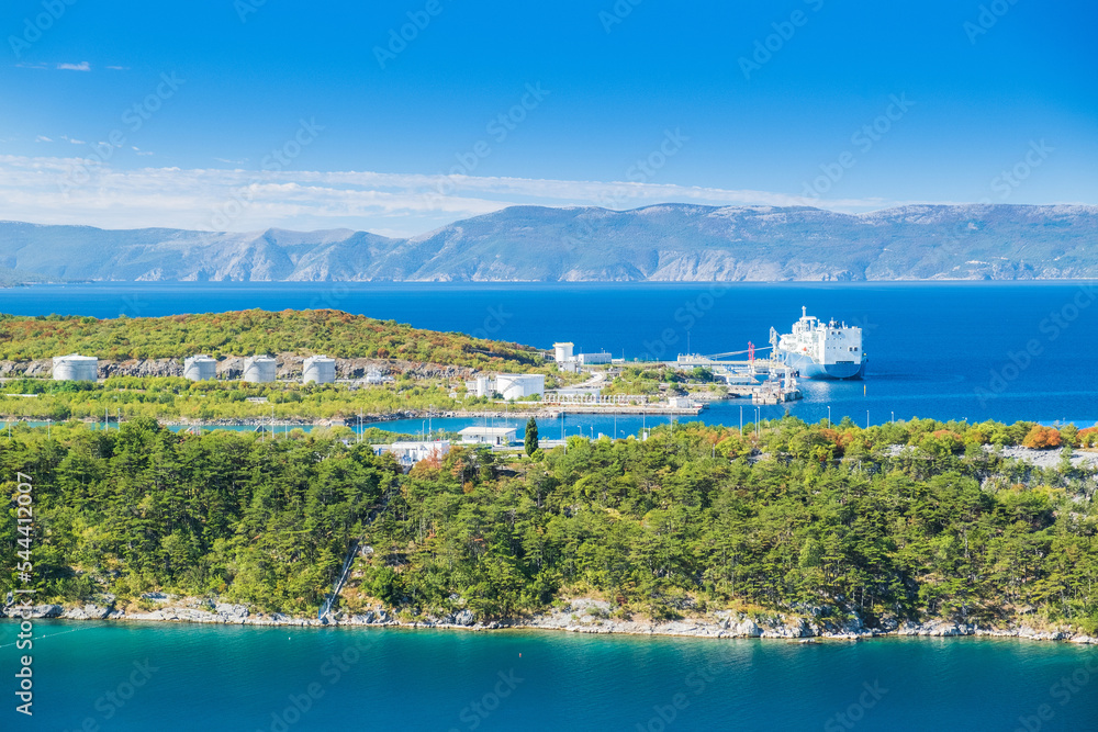 Fototapeta premium LNG terminal on island of Krk in Croatia