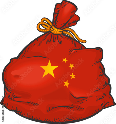 Illustration of a bag in the colors of the flag of China.
