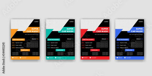 Creative Car Wash Flyer set, Abstract design carwash flyer bundle, Car Detailing, Auto Detailing Flyer, Car Wash poster templates