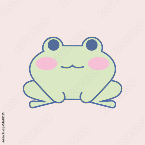 Cute Kawaii Frog in pastel design. Funny cartoon for print or sticker design.