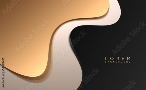 Abstract black gold and white simple shapes background