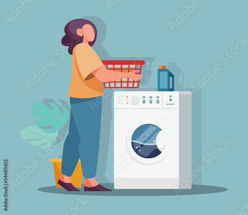 Washing Cloths - Laundry Services - Stock Illustration