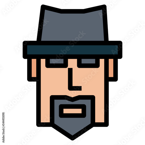 beard filled outline icon style