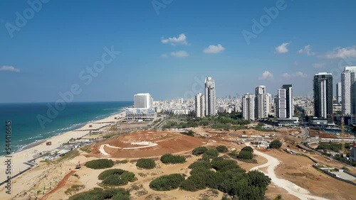 Urban development- City of Bat Yam- Israel- from a birds eye view- drone 4K video