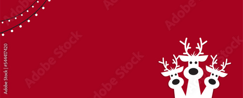 Leinwand Poster Cute reindeer on a red background