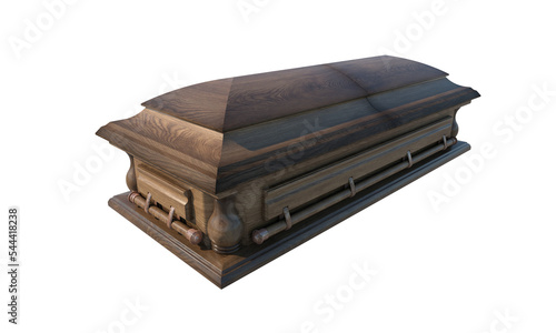 3d rendering of Wooden Coffin isolated on white background.