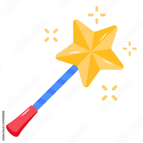 Modern flat icon of magic wand