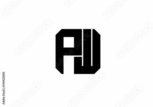 pw wp p w initial letter logo isolated on white background