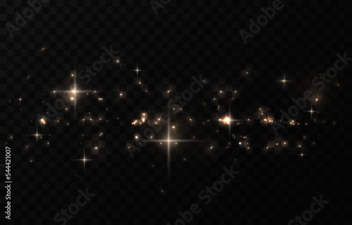 Vector magic dust. Gold dust png. Magic glow, light effect. Christmas background.