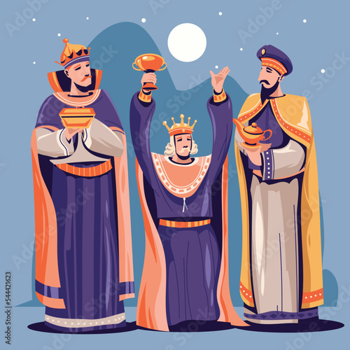 Illustration of Reyes Magos is Epiphany Christian Festival or Happy Three Kings Day