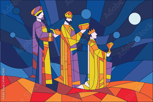 Illustration of Reyes Magos is Epiphany Christian Festival or Happy Three Kings Day photo