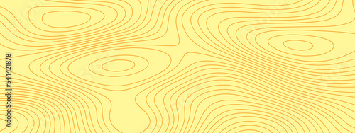 Abstract yellow, orange wave paper curved reliefs background, Vector contour topographic map background. Topographic linear background with copy space. Vector illustration.