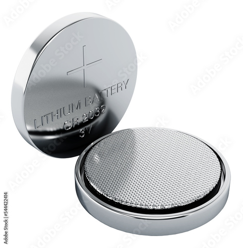 Two button cells on transparent background.