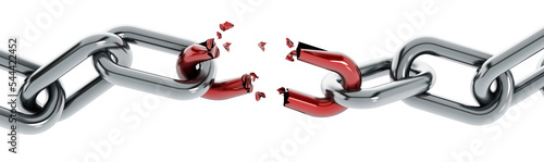 Foto Broken chain part on transparent background.