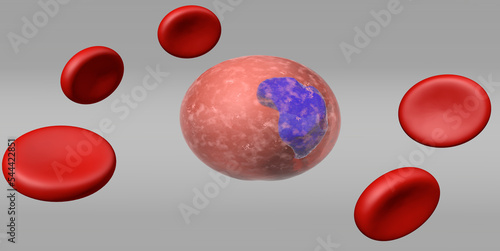 Erythroid leukemia, 3d render illustration photo