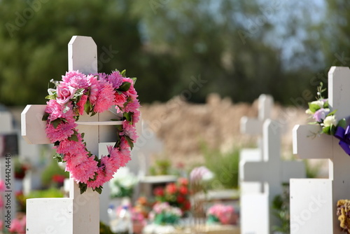 cemetery with flowers