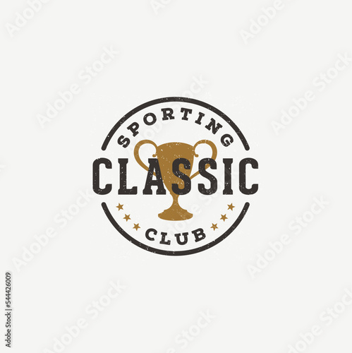 Champion Trophy Cup for Vintage Retro Sport Bar Club Cafe Tavern Restaurant logo design inspiration 